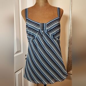 Ann Taylor Loft Striped Blue and White Women's Top
